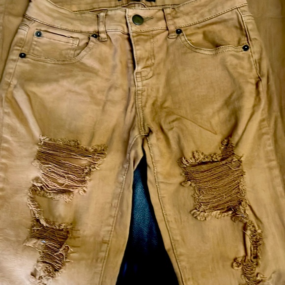Forever 22 destructed jeans, dark khaki color- $15! - Picture 3 of 5